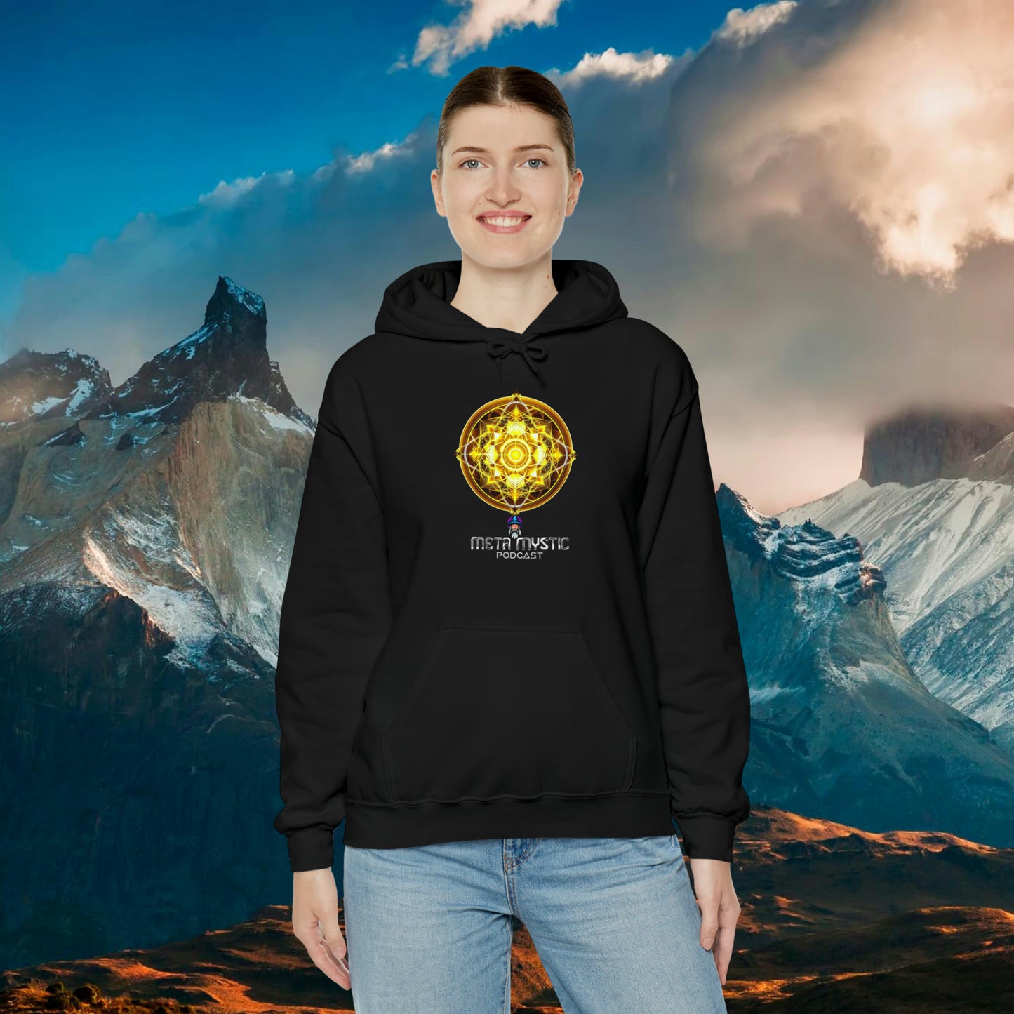 META MYSTIC PODCAST 'Golden Heart' Unisex Heavy Blend™ Hooded Sweatshirt