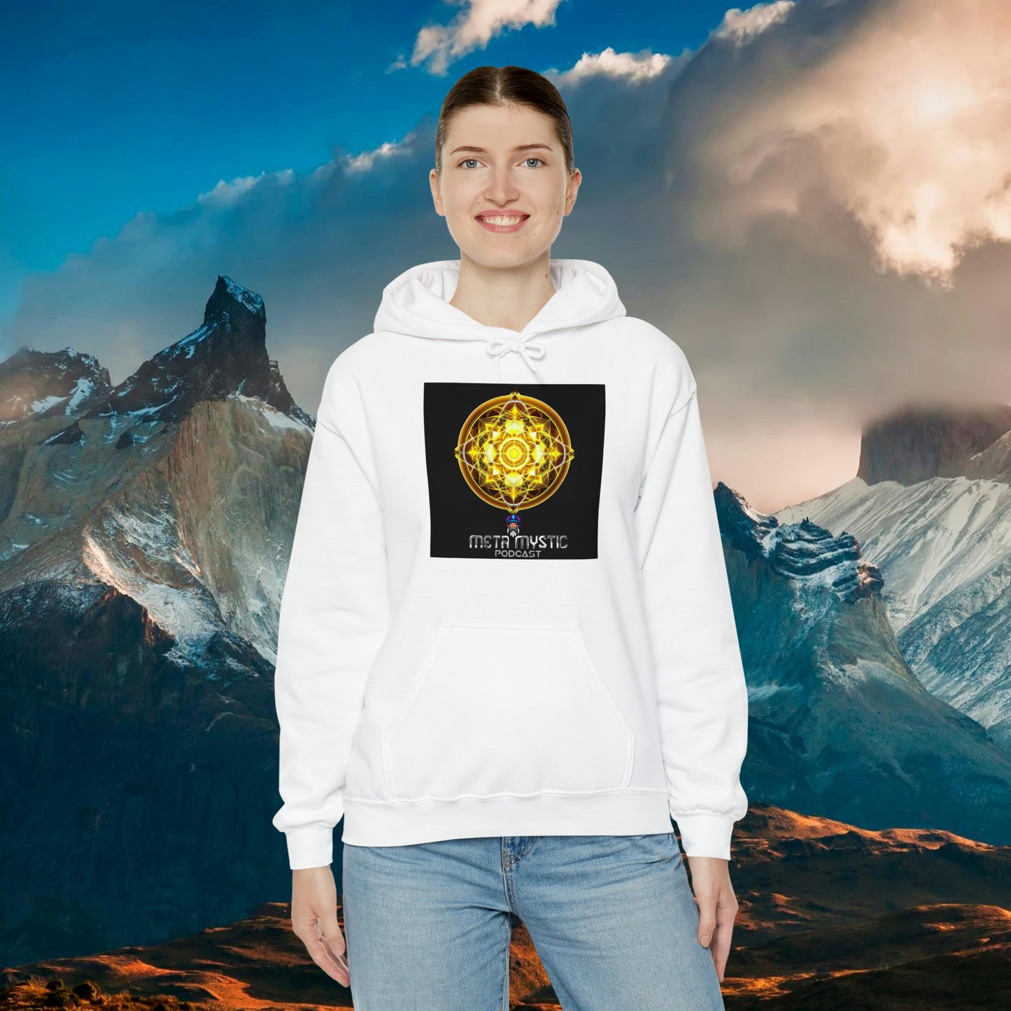 META MYSTIC PODCAST 'Golden Heart' Unisex Heavy Blend™ Hooded Sweatshirt