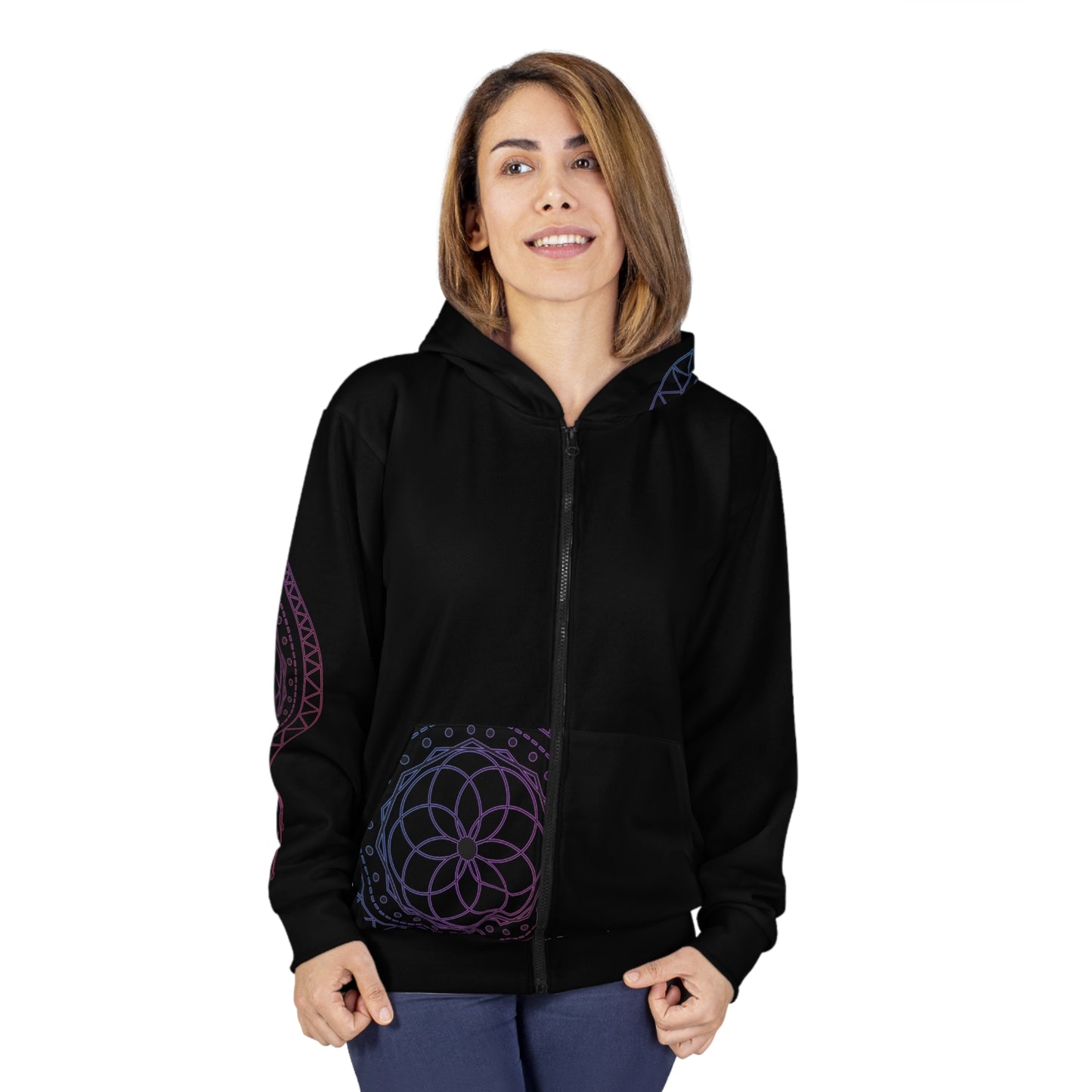 Channel Riz~ META MYSTIC PODCAST Unisex Zip Hoodie (AOP)